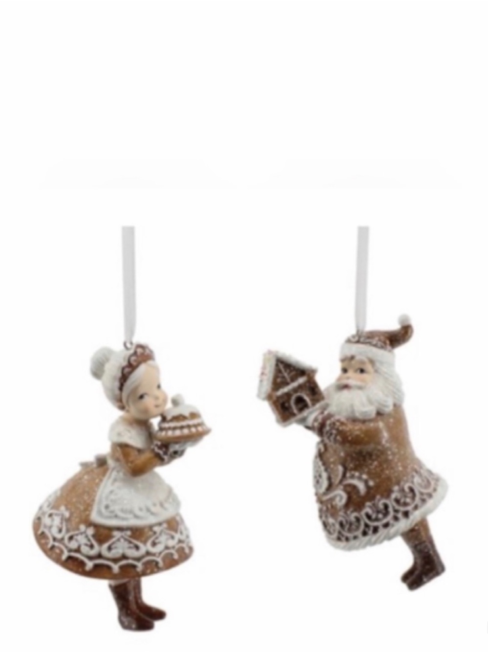NEW Gingerbread Santa & Mrs Claus Tree Ornaments